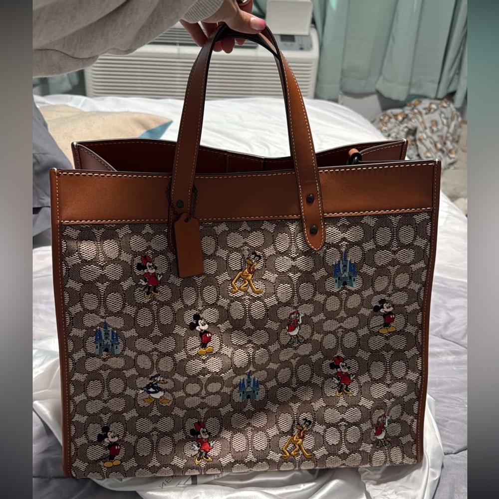 Coach x Disney Monogram Field Tote Bag with Leather Trim